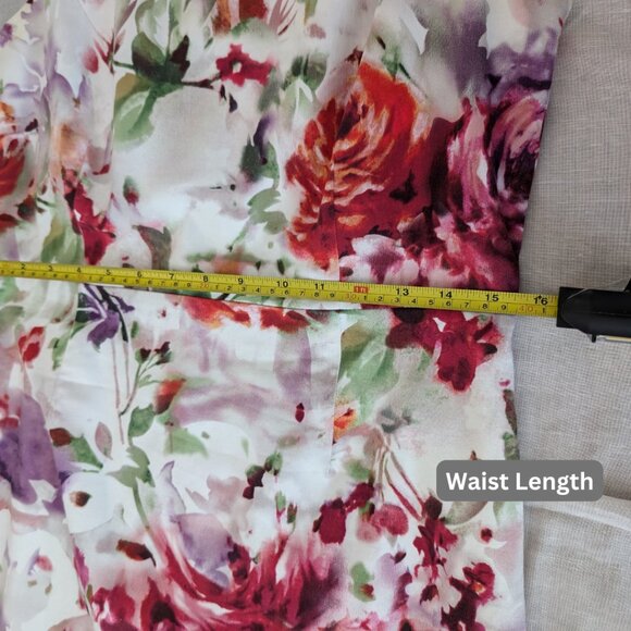 MELANIE LYNE Floral Dress Round Neck Knee Length Zip Up With Belt Women's Size 6 - Picture 16 of 16